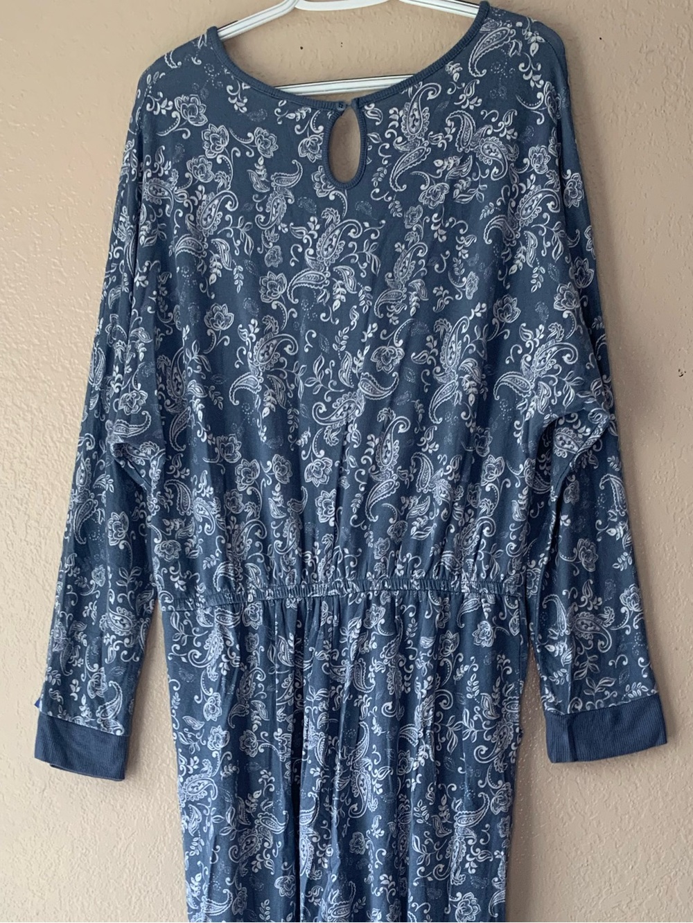 Lacy Chabert Collection Luxe French Terry Blue Paisley Loungewear Jumpsuit L - Picture 4 of 7